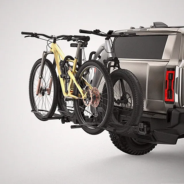 2 Bike Hitch Mount Rack 160lb Capacity E Bikes Fat Tires Tilting Black