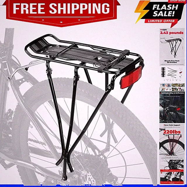 Bike Cargo Rack, Rear Bike Rack 24-27.5 in, Adjustable Length, Maximum Load 2...