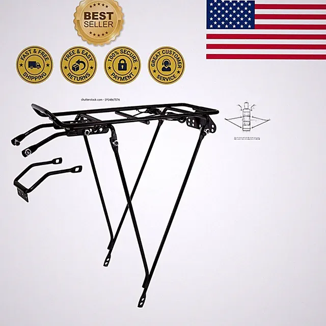Durable Black Bicycle Rack with Cargo Capacity - Universal Fit for Most Bikes