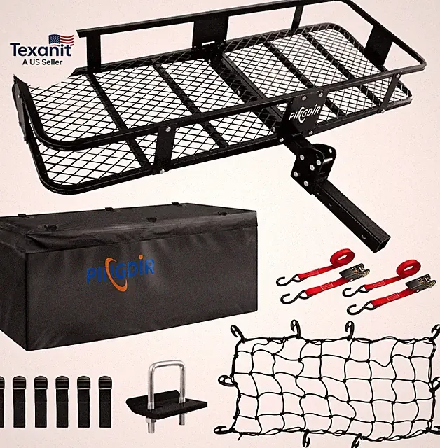 Folding Hitch Mount Cargo Carrier Hitch Rack Basket 60"*21.5"*6" Hauling Weight