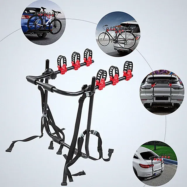 Portable 3-Bicycle Trunk-Mount Bike Carrier Rack Hatchback Fit for SUV&Car New